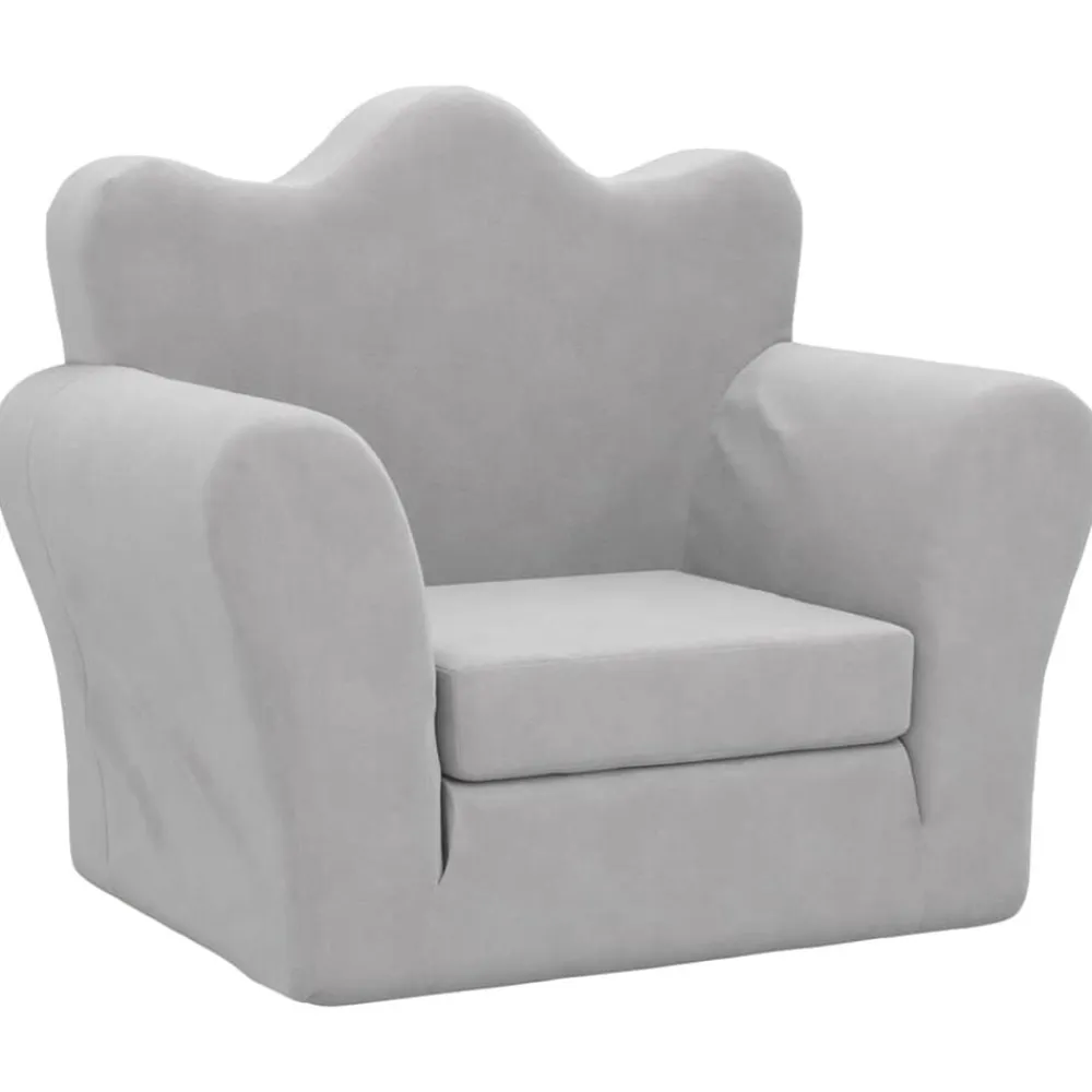 vidaXL Sofá cama infantil felpa suave Gris claro