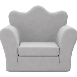 vidaXL Sofá cama infantil felpa suave Gris claro