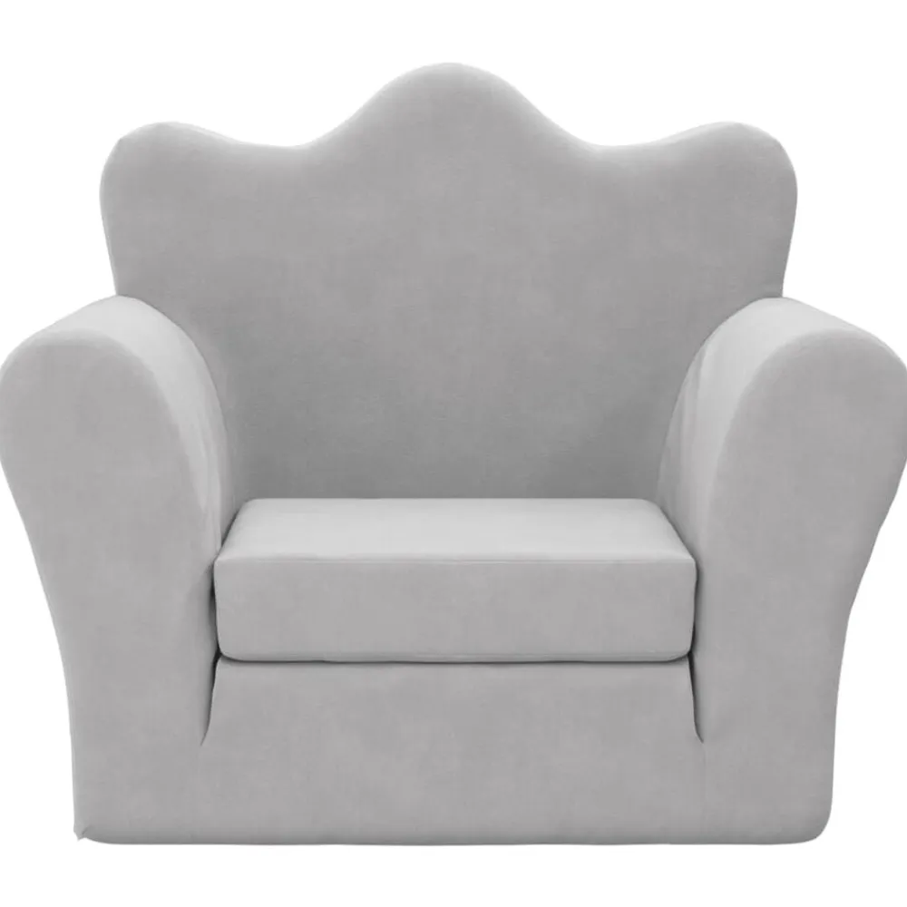 vidaXL Sofá cama infantil felpa suave Gris claro