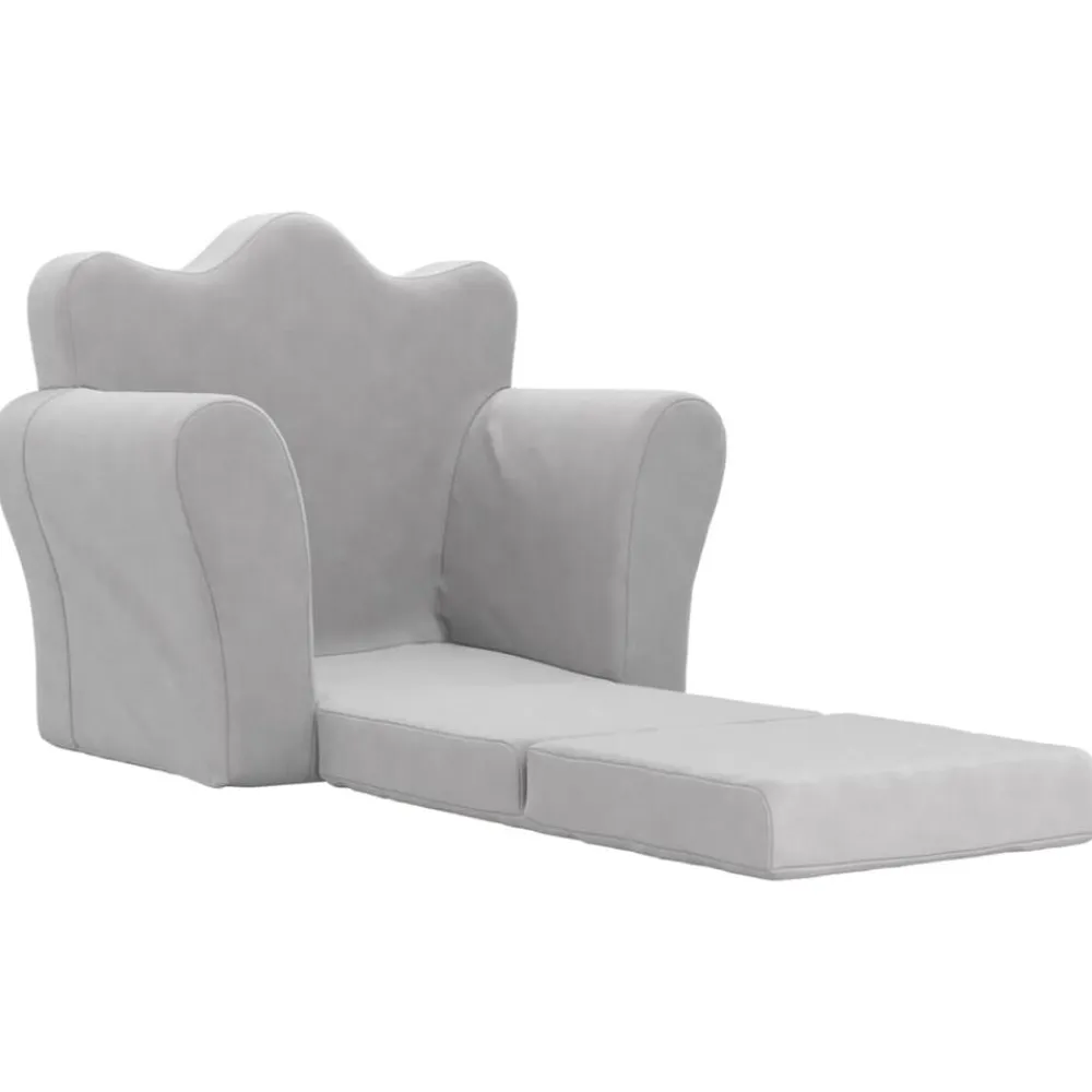 vidaXL Sofá cama infantil felpa suave Gris claro