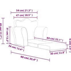 vidaXL Sofá cama infantil felpa suave Gris claro
