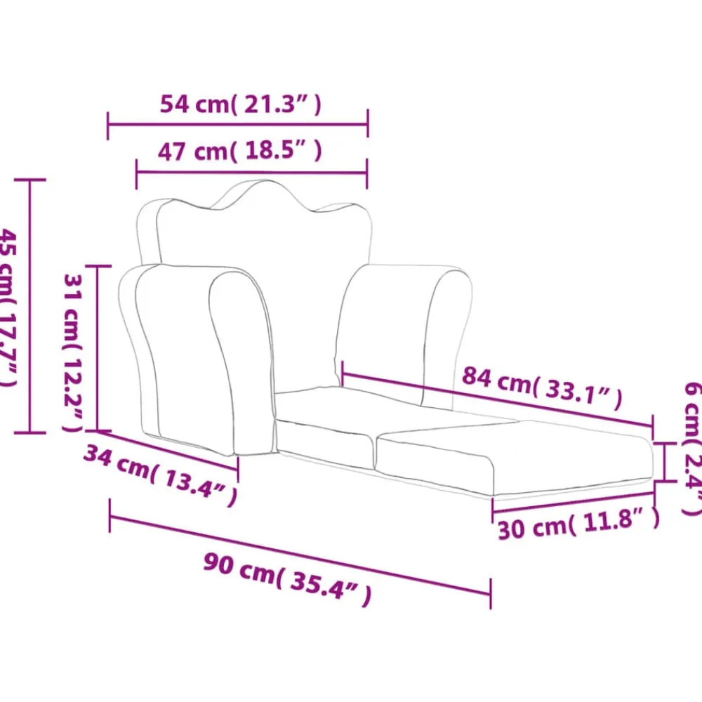 vidaXL Sofá cama infantil felpa suave Gris claro