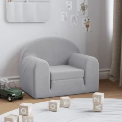 vidaXL Sofá cama infantil felpa suave Gris claro Online