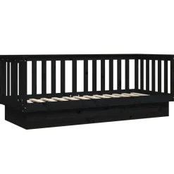 vidaXL Sofá cama madera maciza de pino 75x190 cm Negro New