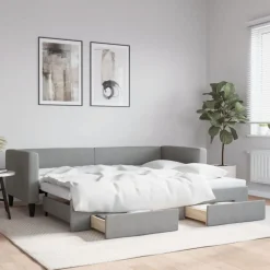 vidaXL Camas Y Accesorios-Sofá cama nido con cajones tela 80x200 cm