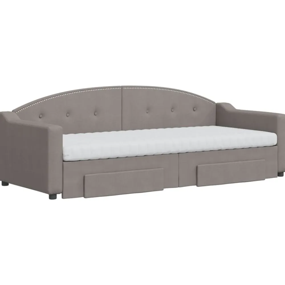 vidaXL Sofá cama nido con cajones tela gris taupe 80x200 cm Taupé Outlet