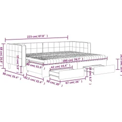 vidaXL Sofá cama nido con cajones terciopelo 80x200 cm Verde oscuro Outlet