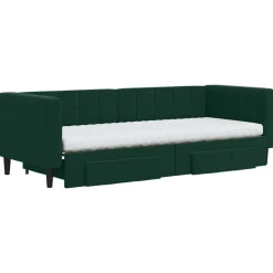 vidaXL Sofá cama nido con cajones terciopelo 80x200 cm Verde oscuro Outlet
