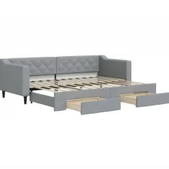 vidaXL Sofá cama nido con cajones tela 80x200 cm Gris claro New
