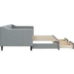 vidaXL Sofá cama nido con cajones tela 80x200 cm Gris claro New