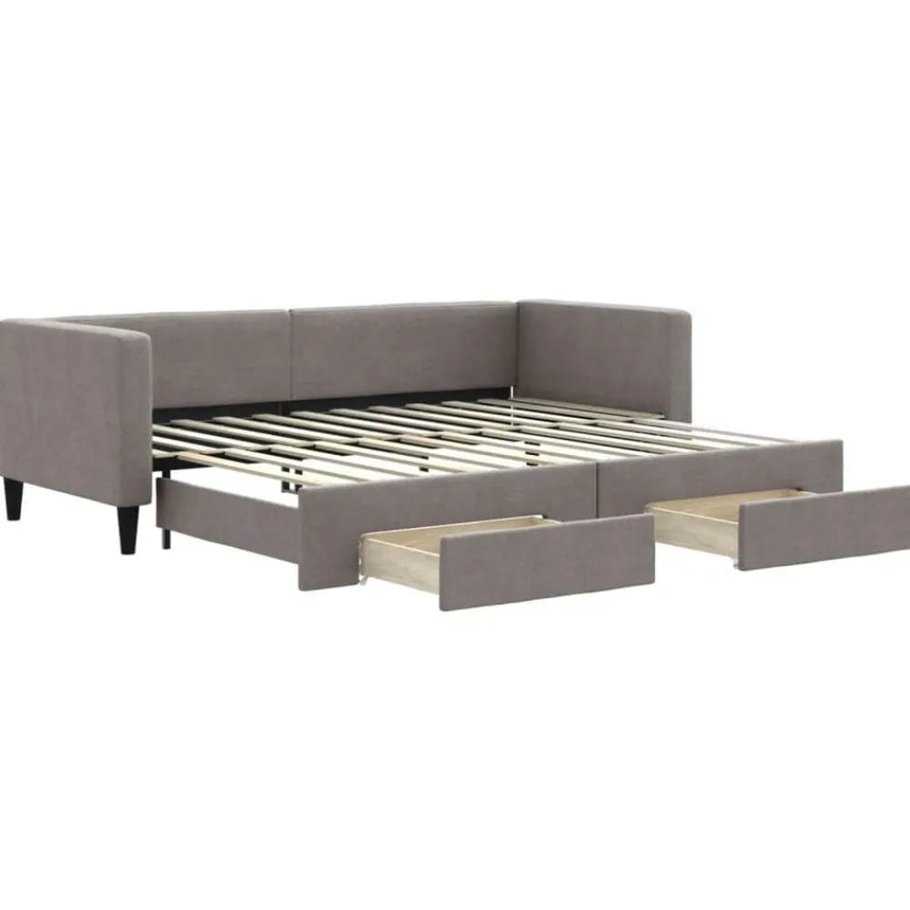 vidaXL Sofá cama nido con cajones tela gris taupe 80x200 cm Taupé New