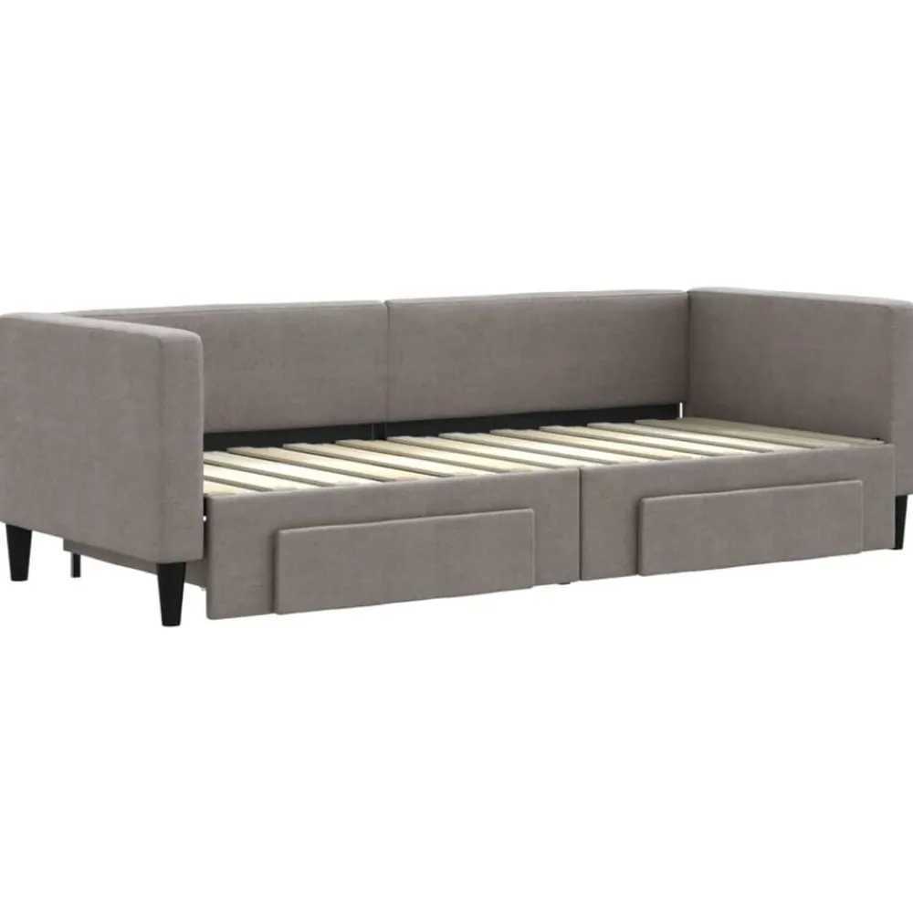 vidaXL Sofá cama nido con cajones tela gris taupe 80x200 cm Taupé New