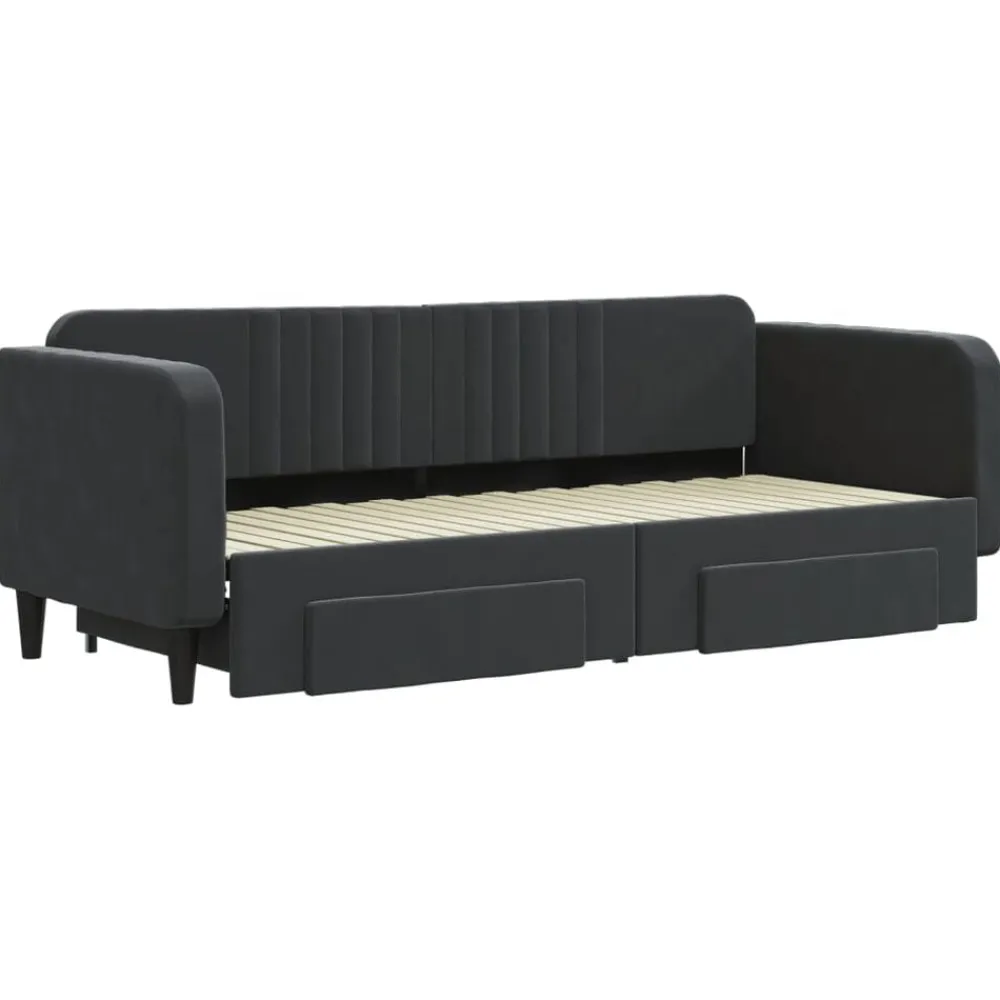 vidaXL Sofá cama nido con cajones terciopelo 80x200 cm Negro Best