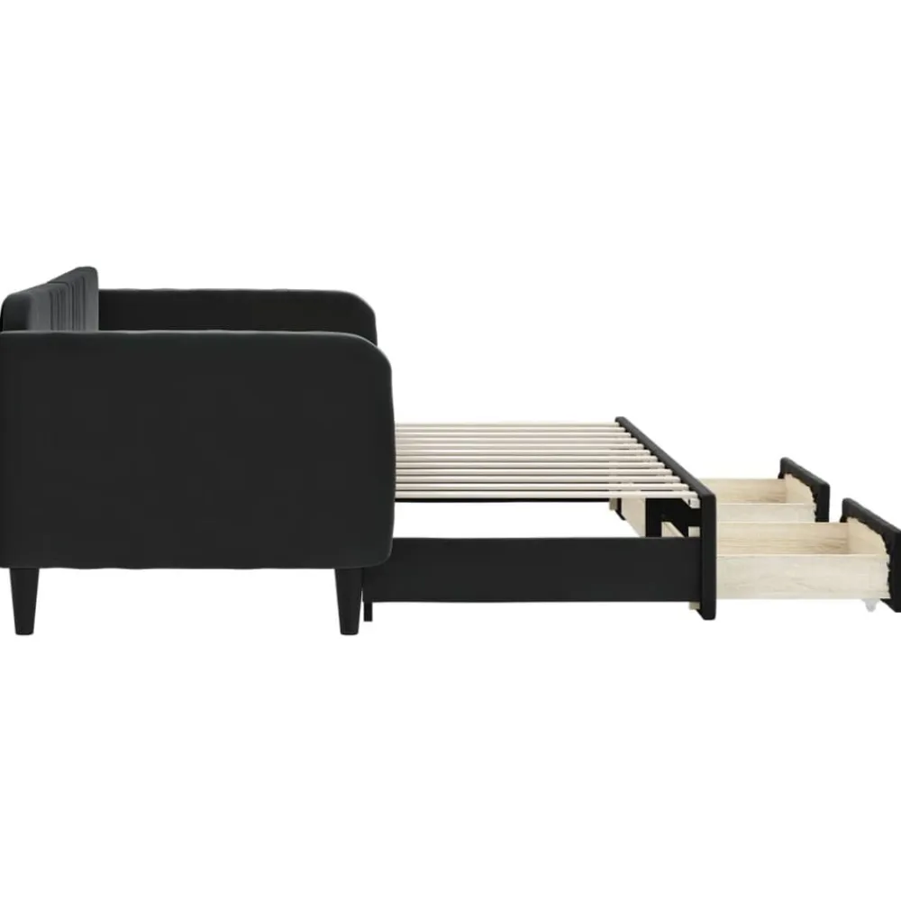 vidaXL Sofá cama nido con cajones terciopelo 80x200 cm Negro Best
