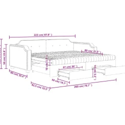 vidaXL Sofá cama nido con cajones tela 80x200 cm Negro Sale