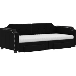 vidaXL Sofá cama nido con cajones tela 80x200 cm Negro Sale