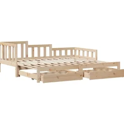 vidaXL Sofá cama nido con cajones sin colchón 90x200 cm Natural Clearance