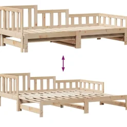 vidaXL Sofá cama nido con cajones sin colchón 90x200 cm Natural Clearance