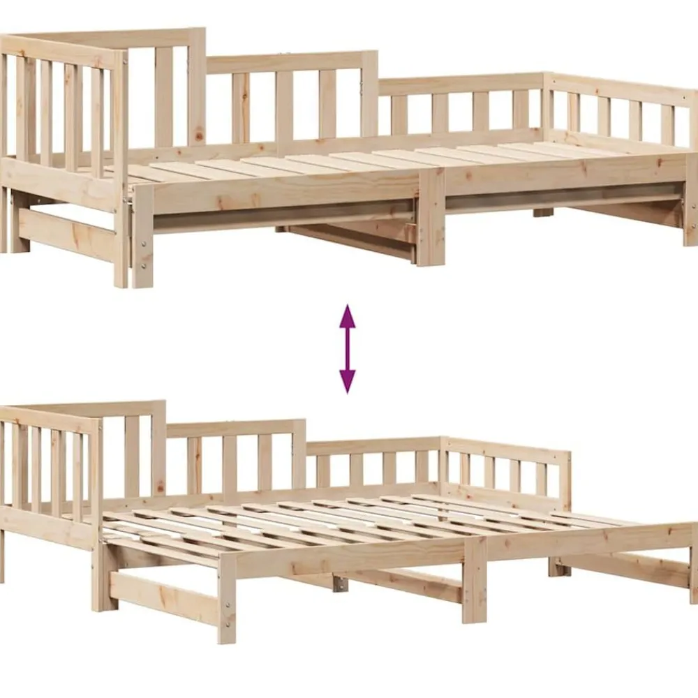 vidaXL Sofá cama nido con cajones sin colchón 90x200 cm Natural Clearance