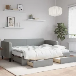 vidaXL Camas Y Accesorios-Sofá cama nido con cajones tela 80x200 cm