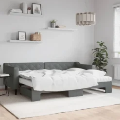 vidaXL Sofá cama nido con colchón tela 80x200 cm Gris oscuro Discount