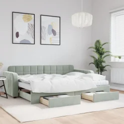 vidaXL Camas Y Accesorios-Sofá cama nido con cajones terciopelo 80x200 cm