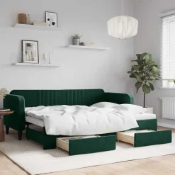 vidaXL Camas Y Accesorios-Sofá cama nido con cajones terciopelo 80x200 cm