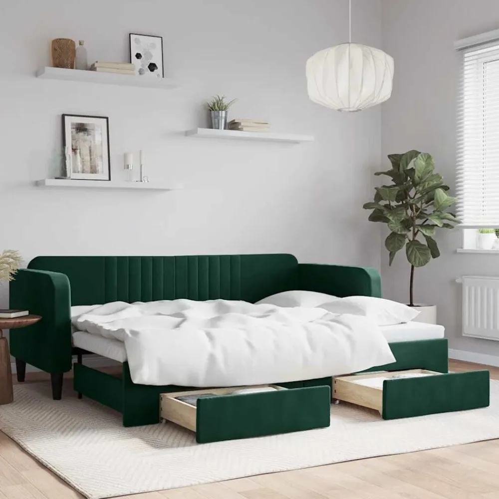 vidaXL Camas Y Accesorios-Sofá cama nido con cajones terciopelo 80x200 cm