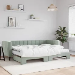 vidaXL Camas Y Accesorios-Sofá cama nido con colchón terciopelo 80x200 cm
