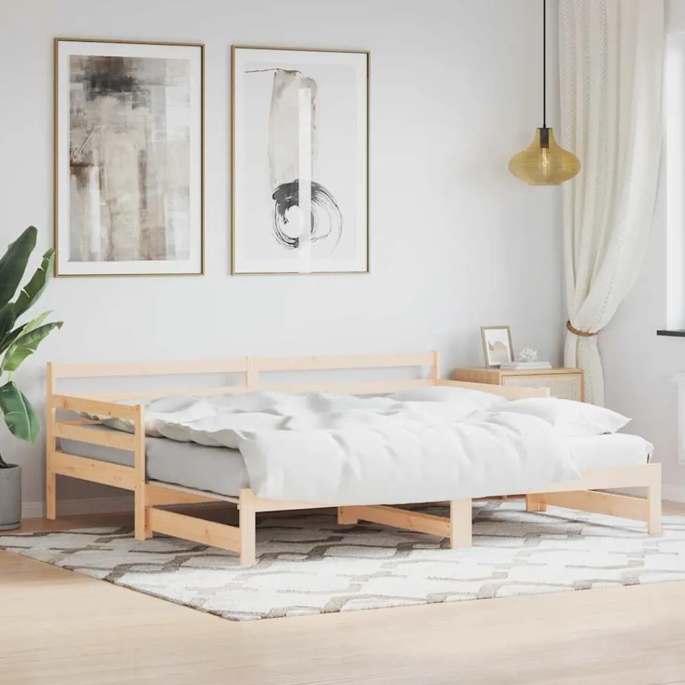 vidaXL Sofá cama nido madera maciza de pino 90x200 cm Natural Online