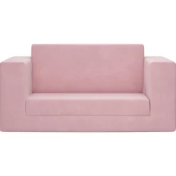 vidaXL Sofá cama para niños de 2 plazas felpa suave Rosa Hot