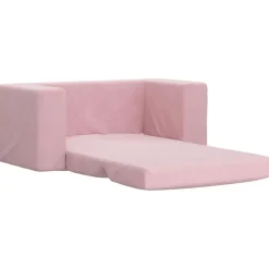 vidaXL Sofá cama para niños de 2 plazas felpa suave Rosa Hot