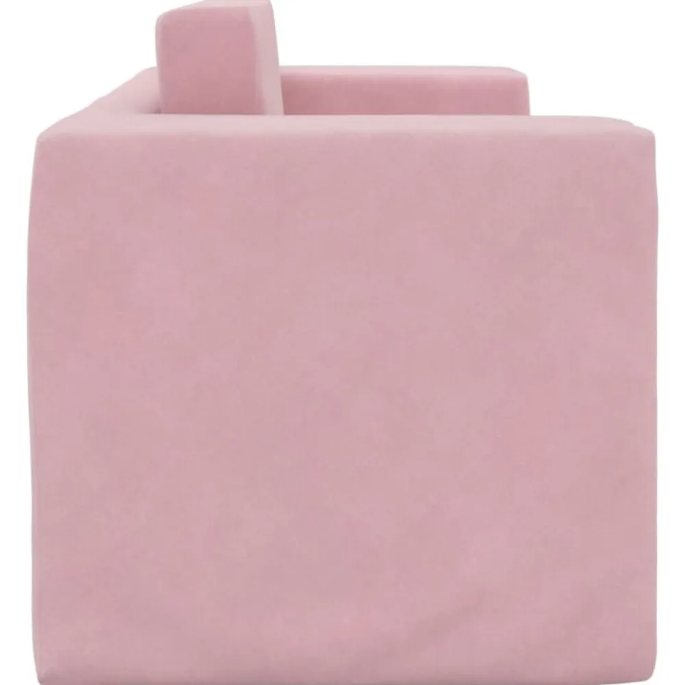 vidaXL Sofá cama para niños de 2 plazas felpa suave Rosa Hot