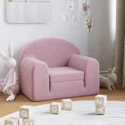 vidaXL Sofá cama para niños felpa suave Rosa Online