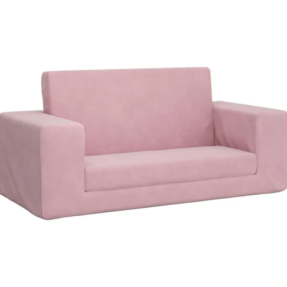 vidaXL Sofá cama para niños de 2 plazas felpa suave Rosa Best