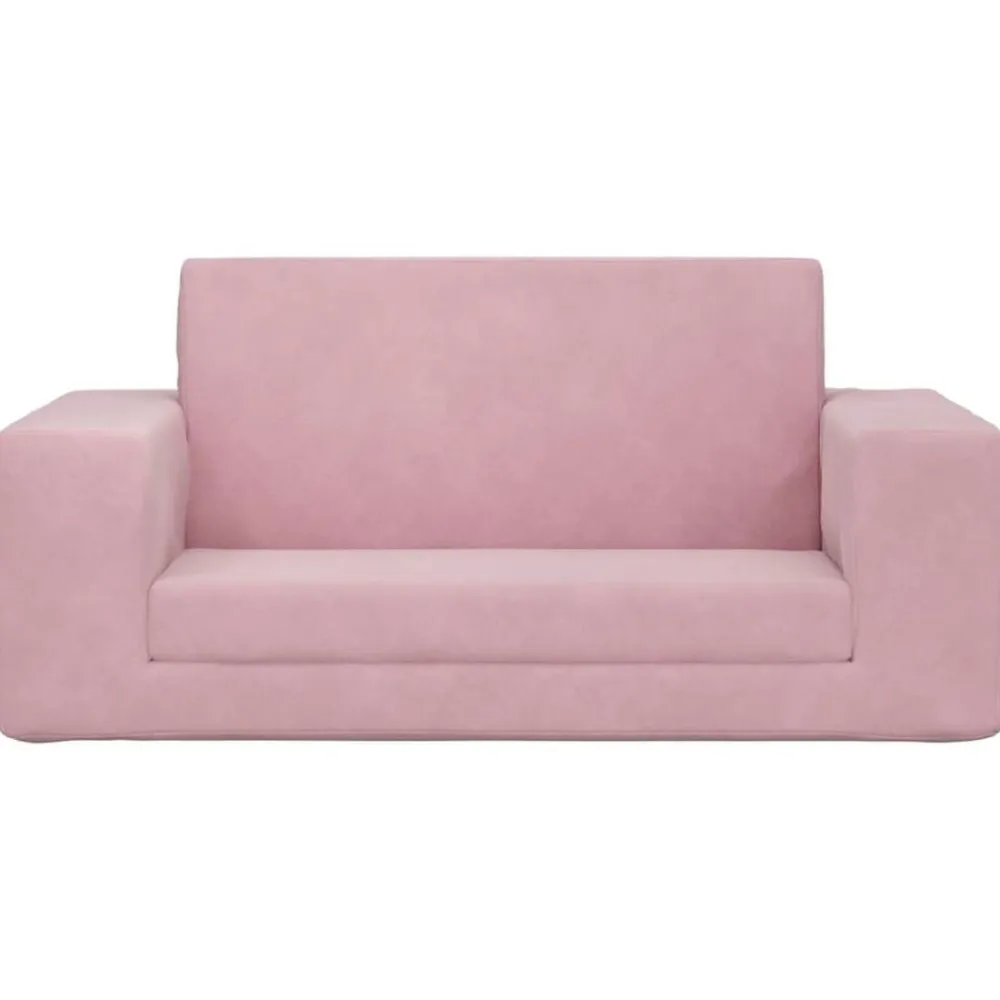 vidaXL Sofá cama para niños de 2 plazas felpa suave Rosa Best