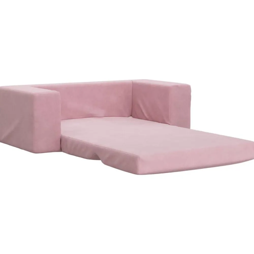 vidaXL Sofá cama para niños de 2 plazas felpa suave Rosa Best