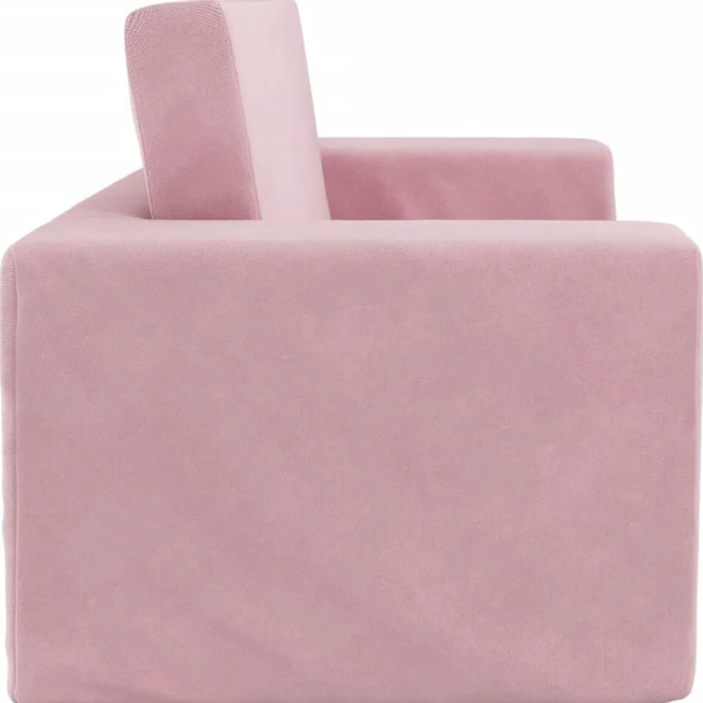 vidaXL Sofá cama para niños de 2 plazas felpa suave Rosa Best