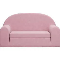 vidaXL Sofá cama para niños de 2 plazas felpa suave Rosa Outlet