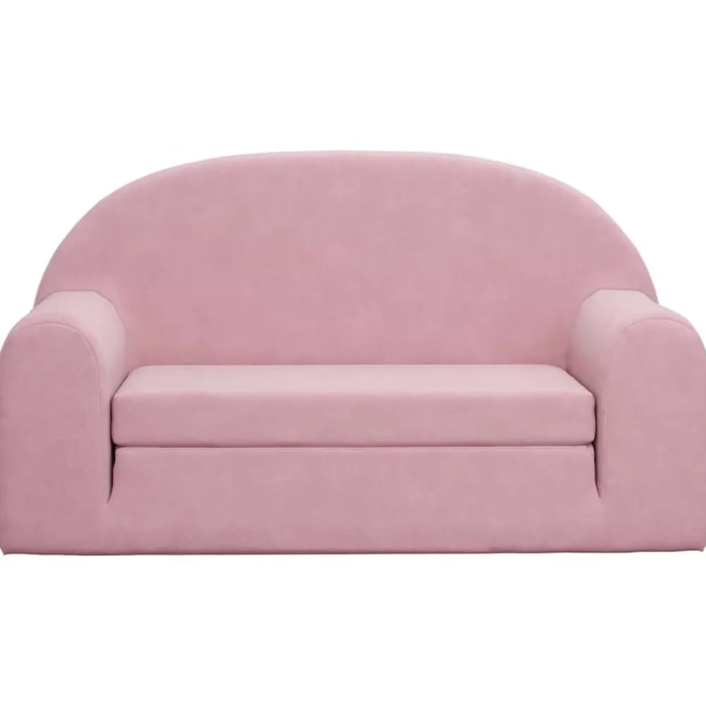 vidaXL Sofá cama para niños de 2 plazas felpa suave Rosa Outlet