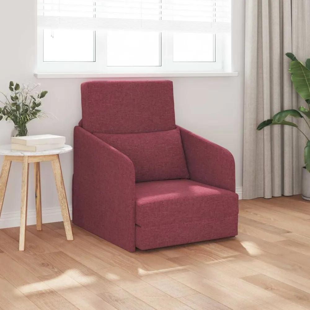 vidaXL Sofás-Sofá cama Rojo vino 65 x 80 x 83 cm tela