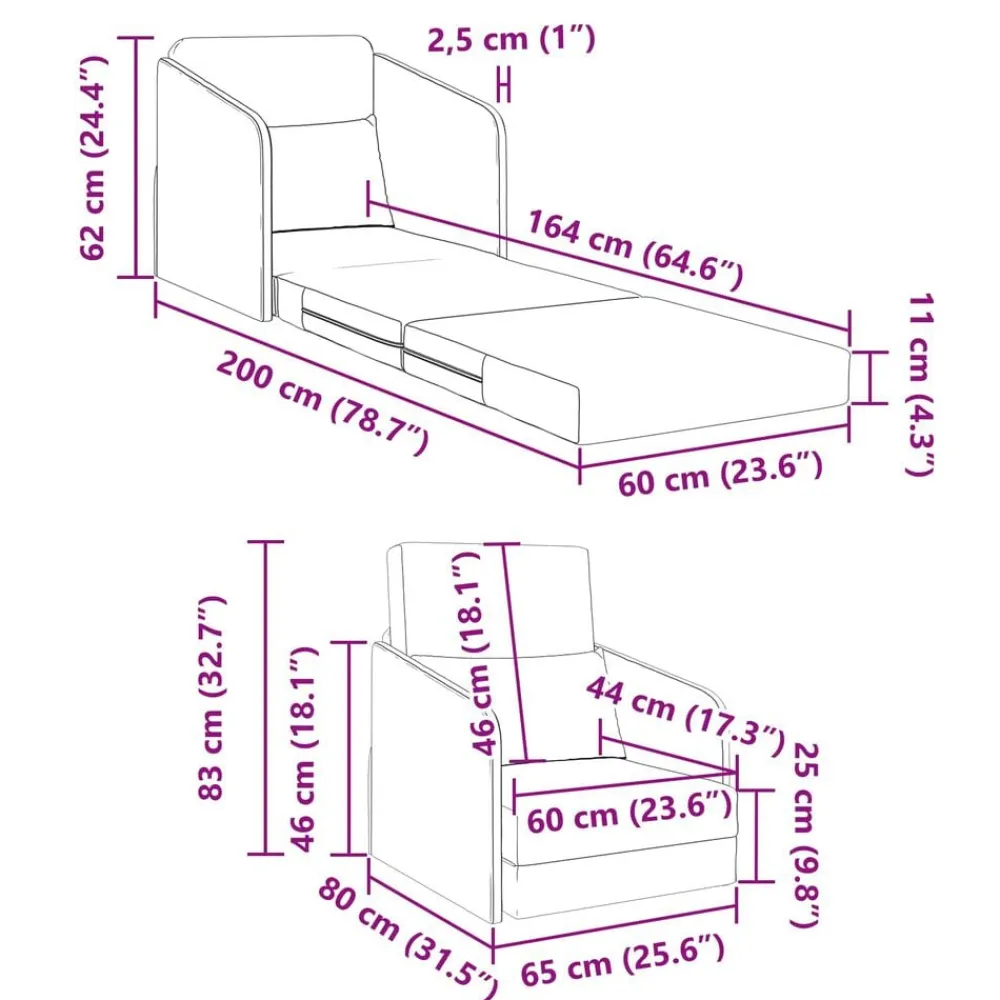 vidaXL Sofás-Sofá cama Rojo vino 65 x 80 x 83 cm tela
