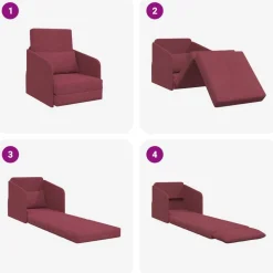 vidaXL Sofás-Sofá cama Rojo vino 65 x 80 x 83 cm tela