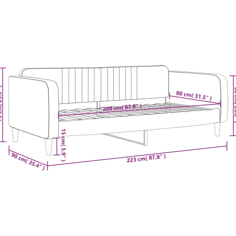 vidaXL Camas Y Accesorios-Sofá cama sin colchón terciopelo 80x200 cm