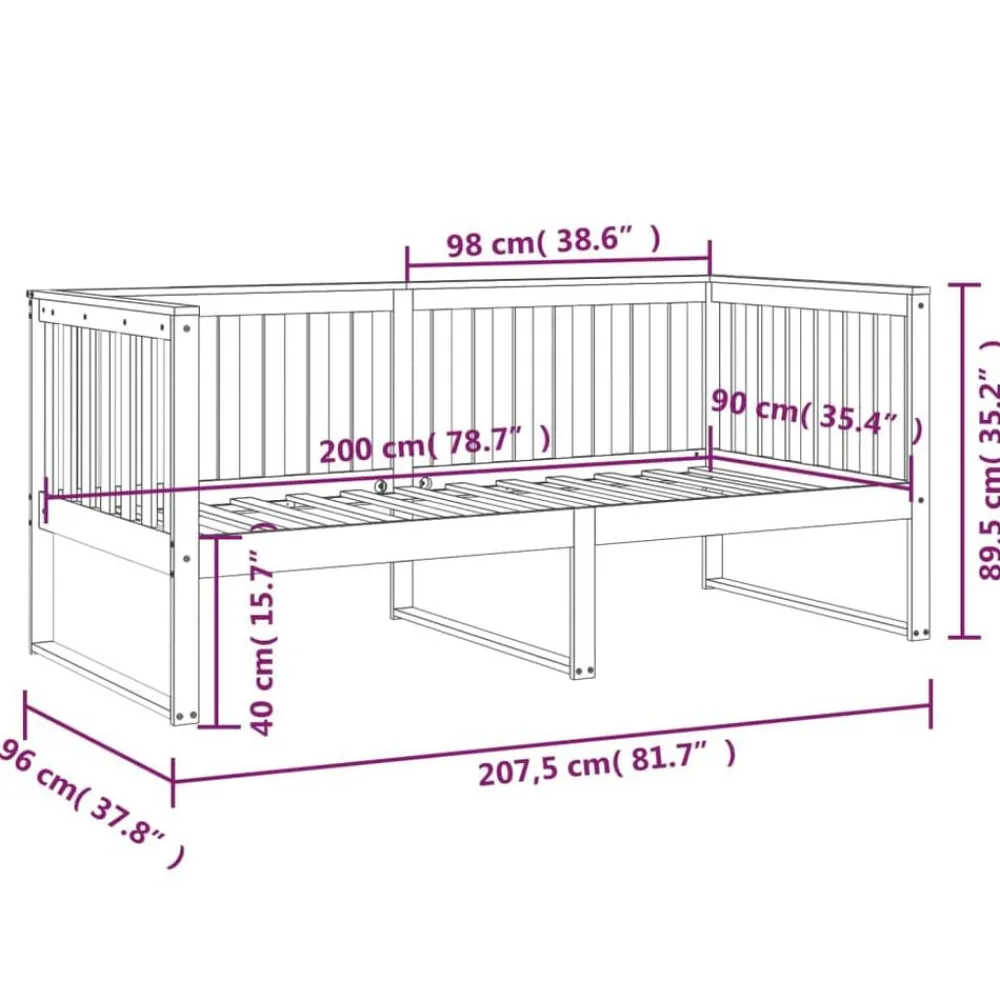 vidaXL Sofá cama sin colchón madera maciza de pino 90x200 cm Natural Best