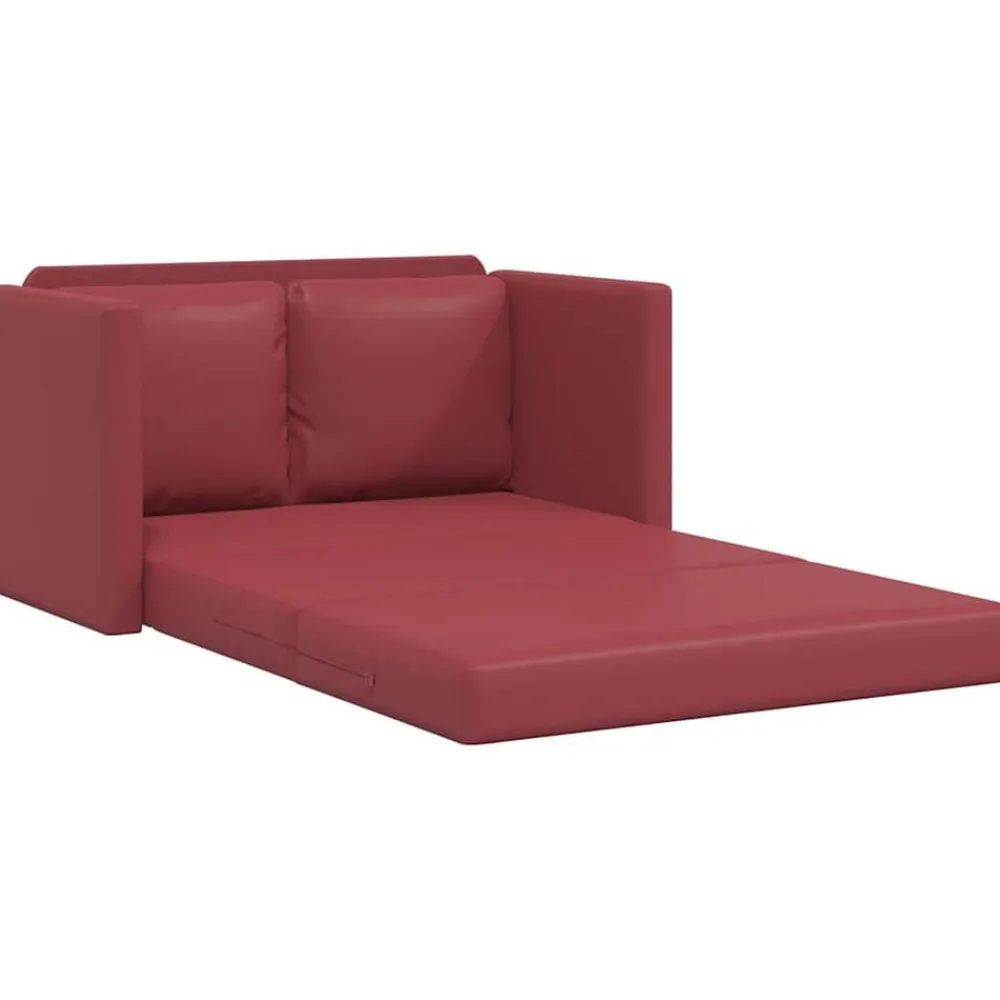 vidaXL Sofá cama suelo 2 en 1 cuero sintético rojo tinto 112x174x55 cm Rojo vino tinto Discount
