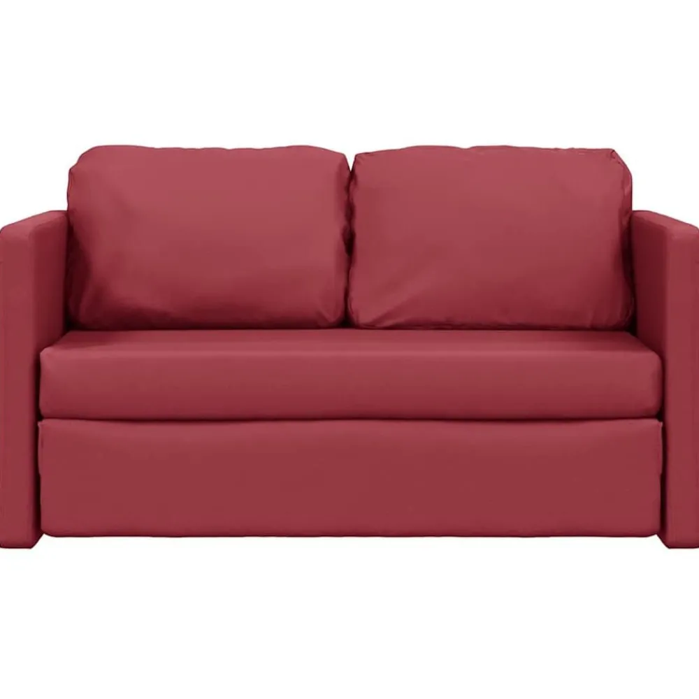 vidaXL Sofá cama suelo 2 en 1 cuero sintético rojo tinto 112x174x55 cm Rojo vino tinto Discount