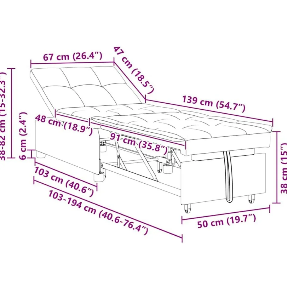 vidaXL Sofá cama 194 x 67 x 82 cm Terciopelo Verde claro Discount