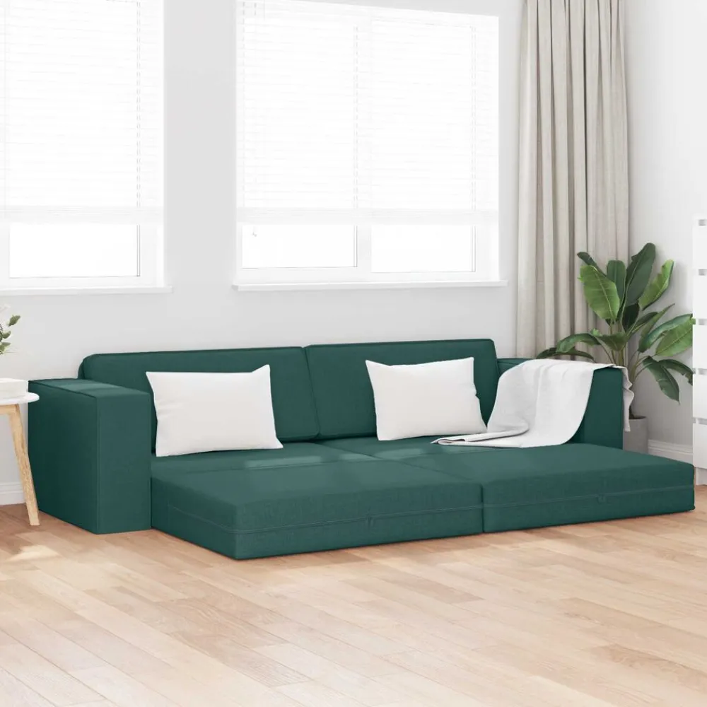 vidaXL Sofá cama 245 x 78 x 77 cm tela Verde oscuro Discount