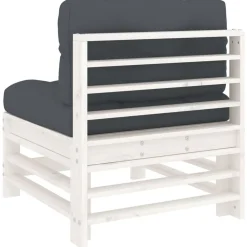 vidaXL Muebles De Jardín-Sofá central con cojines madera maciza de